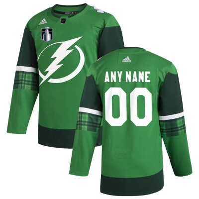 Tampa Bay Lightning Men's Adidas 2022 Stanley Cup Final Patch St. Patrick's Day Custom Stitched NHL Jersey Green